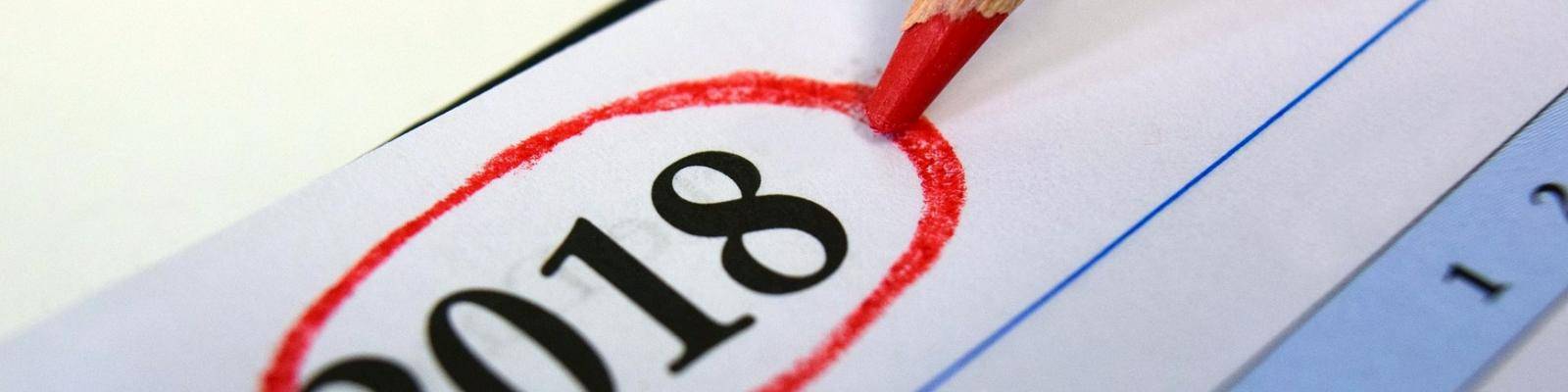 2018 omcirkeld op kalender